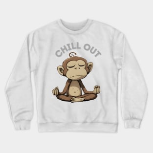 Chill Out Meditation Monkey Crewneck Sweatshirt